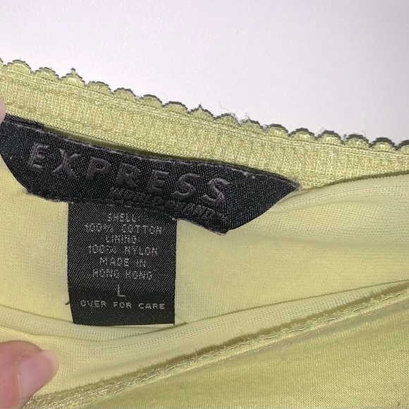 Express Stretchy Lime Green Skirt with Pink floral print Size Large - Picture 5 of 7